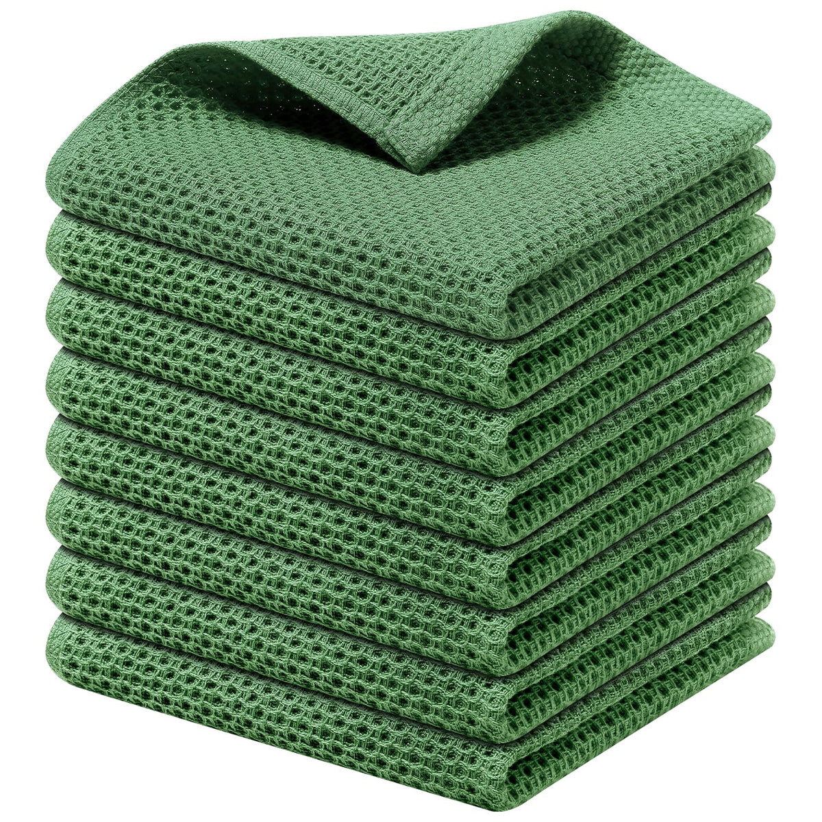 Kitinjoy 100% Cotton Waffle 6-Pack Kitchen Towels, 12" x 12", Dark Grey