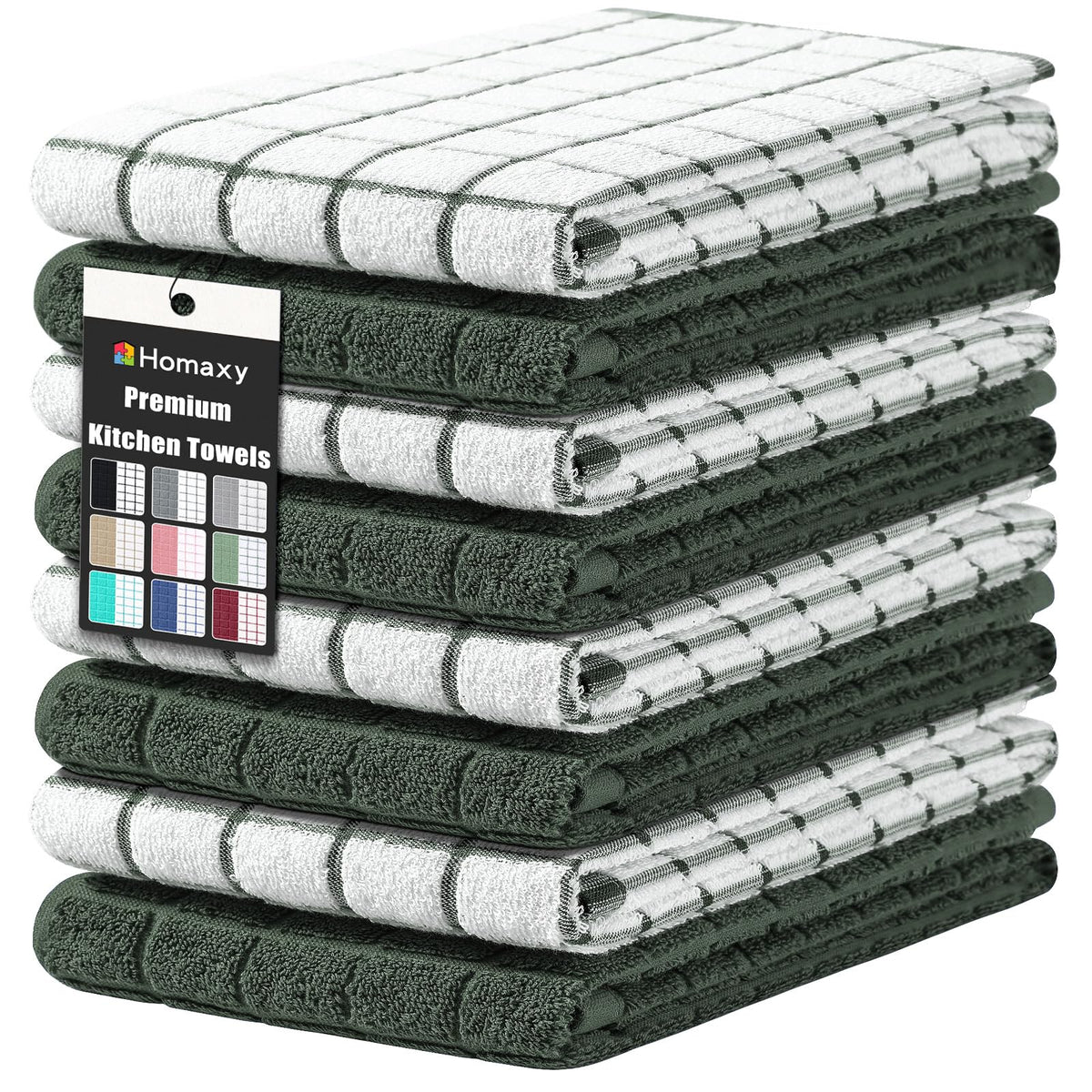 Homaxy Premium Cotton Kitchen Dish Cloths 12"x 12", 6 Pack, Tan