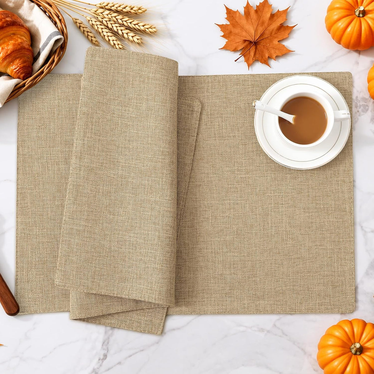 homing Faux Cotton Linen Placemats Set of 8, Cloth Dining Table Mats