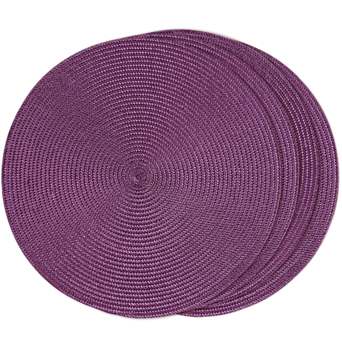 FunWheat Round Braided Placemats Set of 6 Table Mats for Dining Tables Woven Washable Non-Slip Place mats 15 inch(Orange, 6pcs)