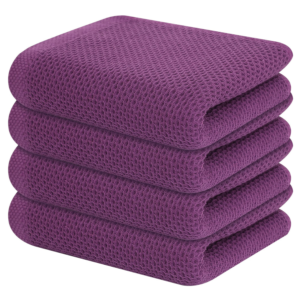 Kitinjoy 100% Cotton Waffle 6-Pack Kitchen Towels, 12" x 12", Dark Grey