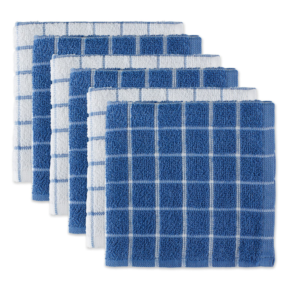 DII Basic Terry Collection Windowpane Dishcloth Set, 12x12, Gray, 6 Piece