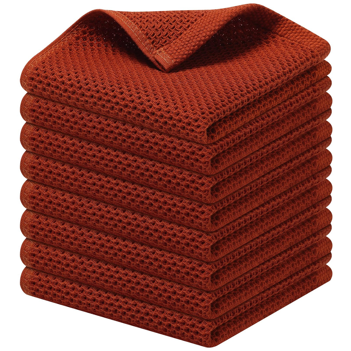 Kitinjoy 100% Cotton Waffle 6-Pack Kitchen Towels, 12" x 12", Dark Grey