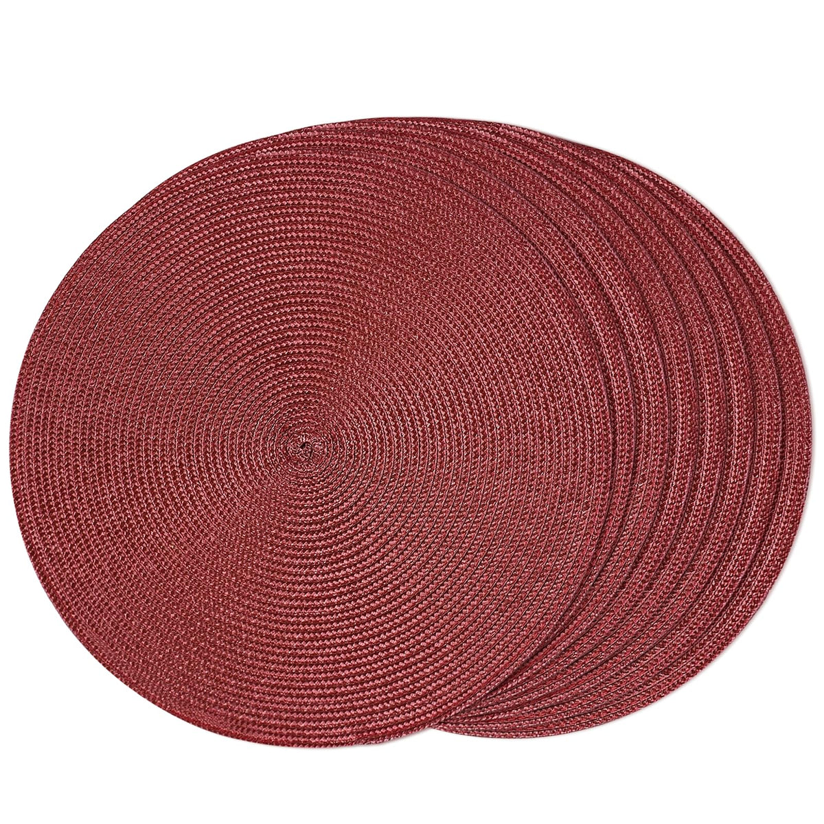 FunWheat Round Braided Placemats Set of 6 Table Mats for Dining Tables Woven Washable Non-Slip Place mats 15 inch(Orange, 6pcs)