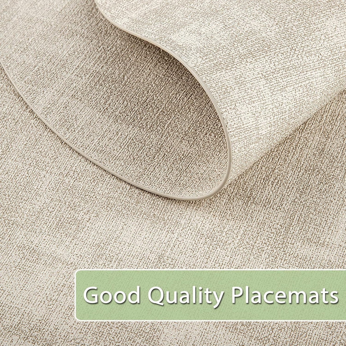 Faux Leather Oval Placemats Set of 6, Beige