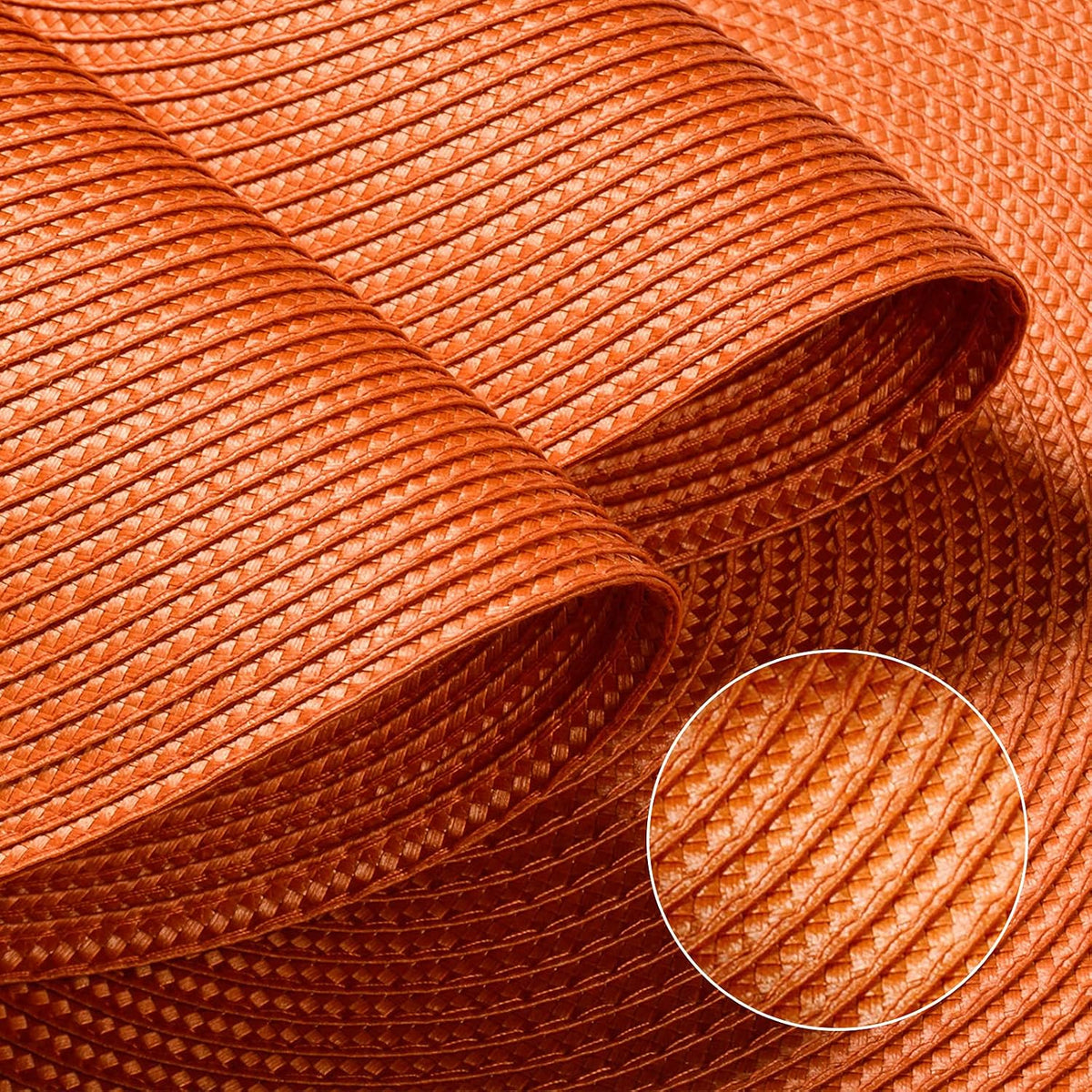 FunWheat Round Braided Placemats Set of 6 Table Mats for Dining Tables Woven Washable Non-Slip Place mats 15 inch(Orange, 6pcs)