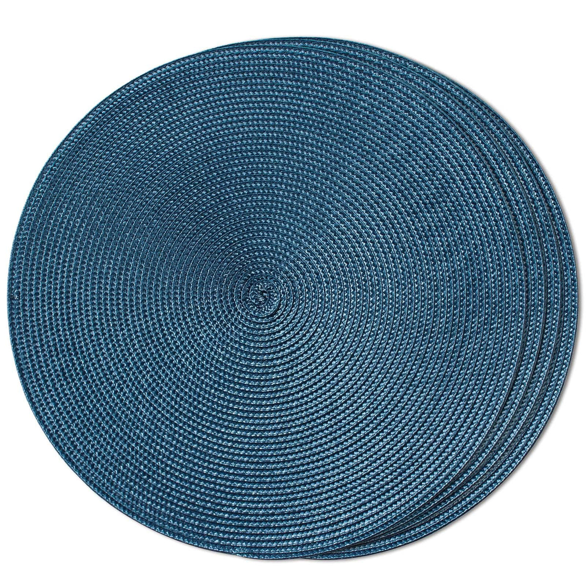 FunWheat Round Braided Placemats Set of 6 Table Mats for Dining Tables Woven Washable Non-Slip Place mats 15 inch(Orange, 6pcs)