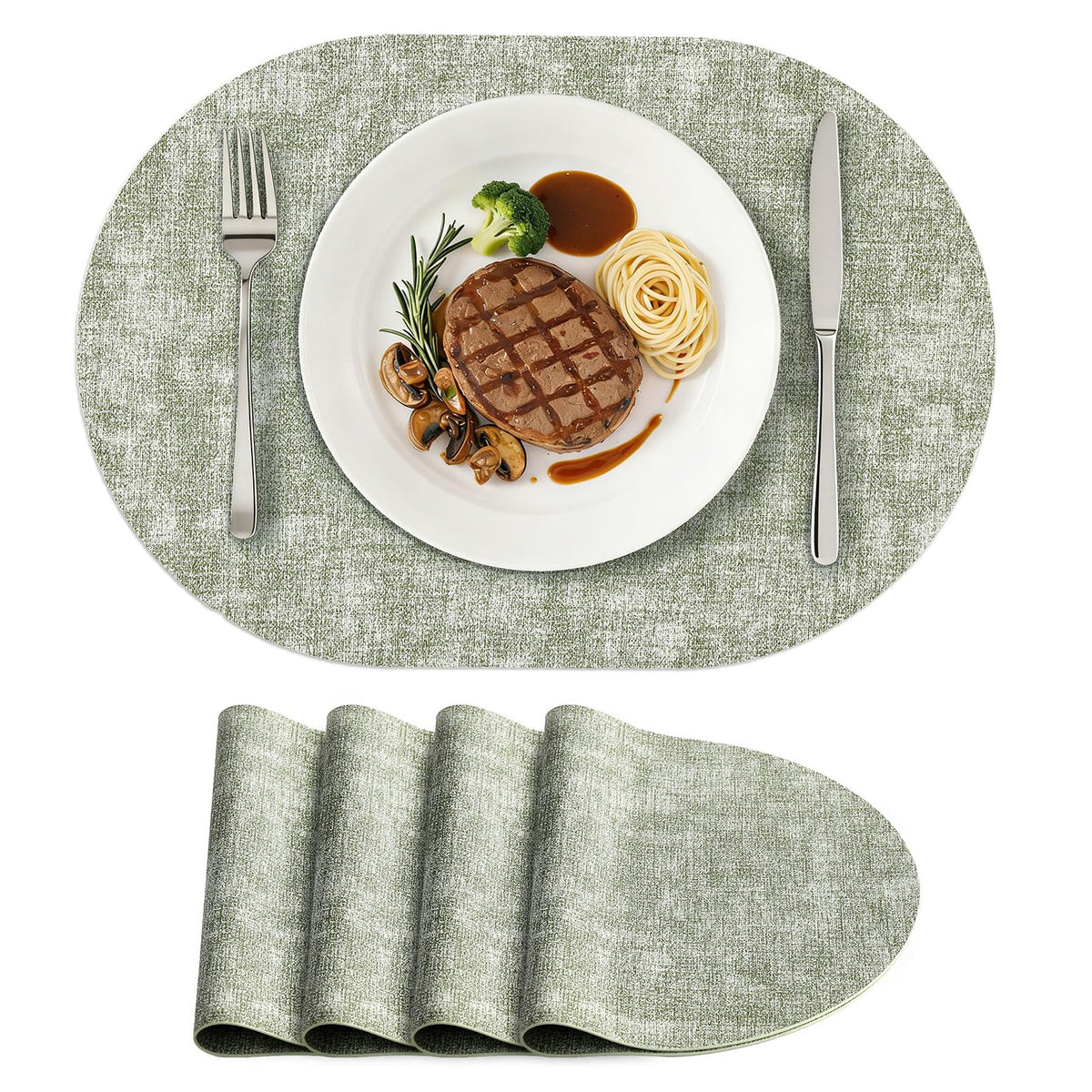 homing Heat Resistant Oval Placemats Set of 6, Beige