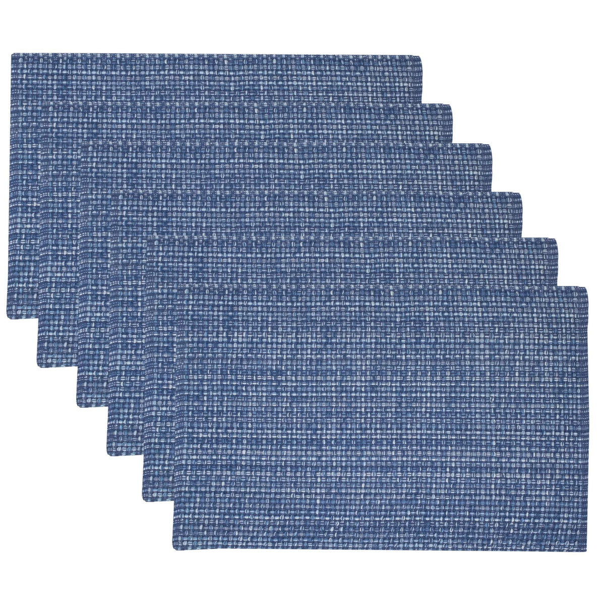 Sweet Home Collection 100% Cotton Placemats for Dining Room Rectangle Two Tone Woven Fabric 13" x 19" Soft Durable Table Mat Set, Set of 6, Eggshell