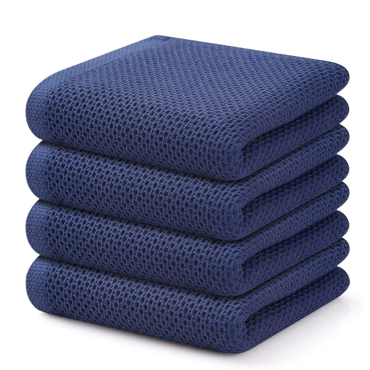 Kitinjoy 100% Cotton Waffle 6-Pack Kitchen Towels, 12" x 12", Dark Grey