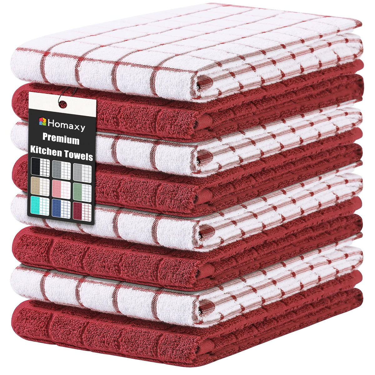 Homaxy Premium Cotton Kitchen Dish Cloths 12"x 12", 6 Pack, Tan