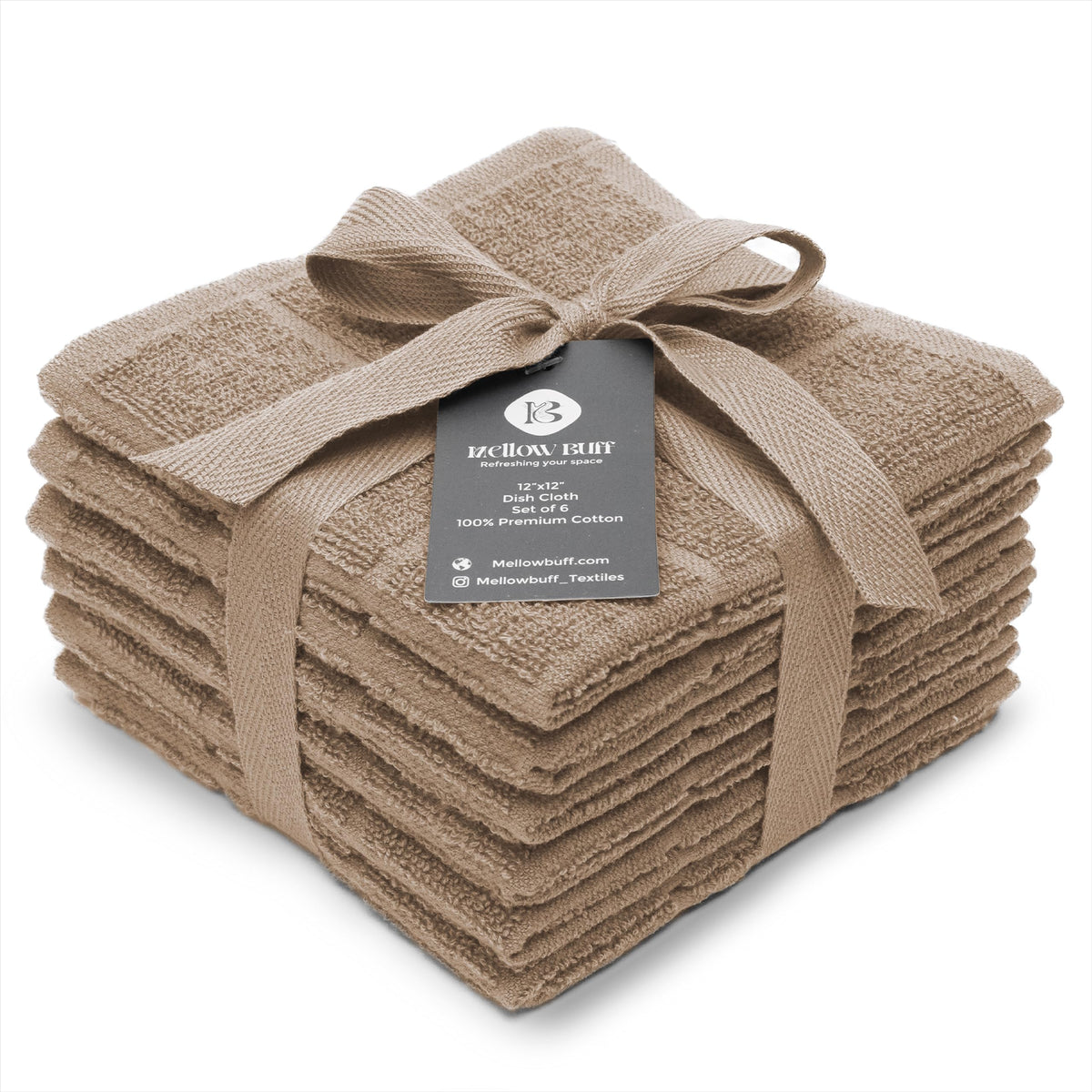 100% Cotton Terry Dish Cloth & Dish Towel, 8 Pack, Super Soft and Absorbent Kitchen Towels, Perfect for Kitchen Cleaning and Dish Washing (TAN (Solid and Checks) 8 Pack)