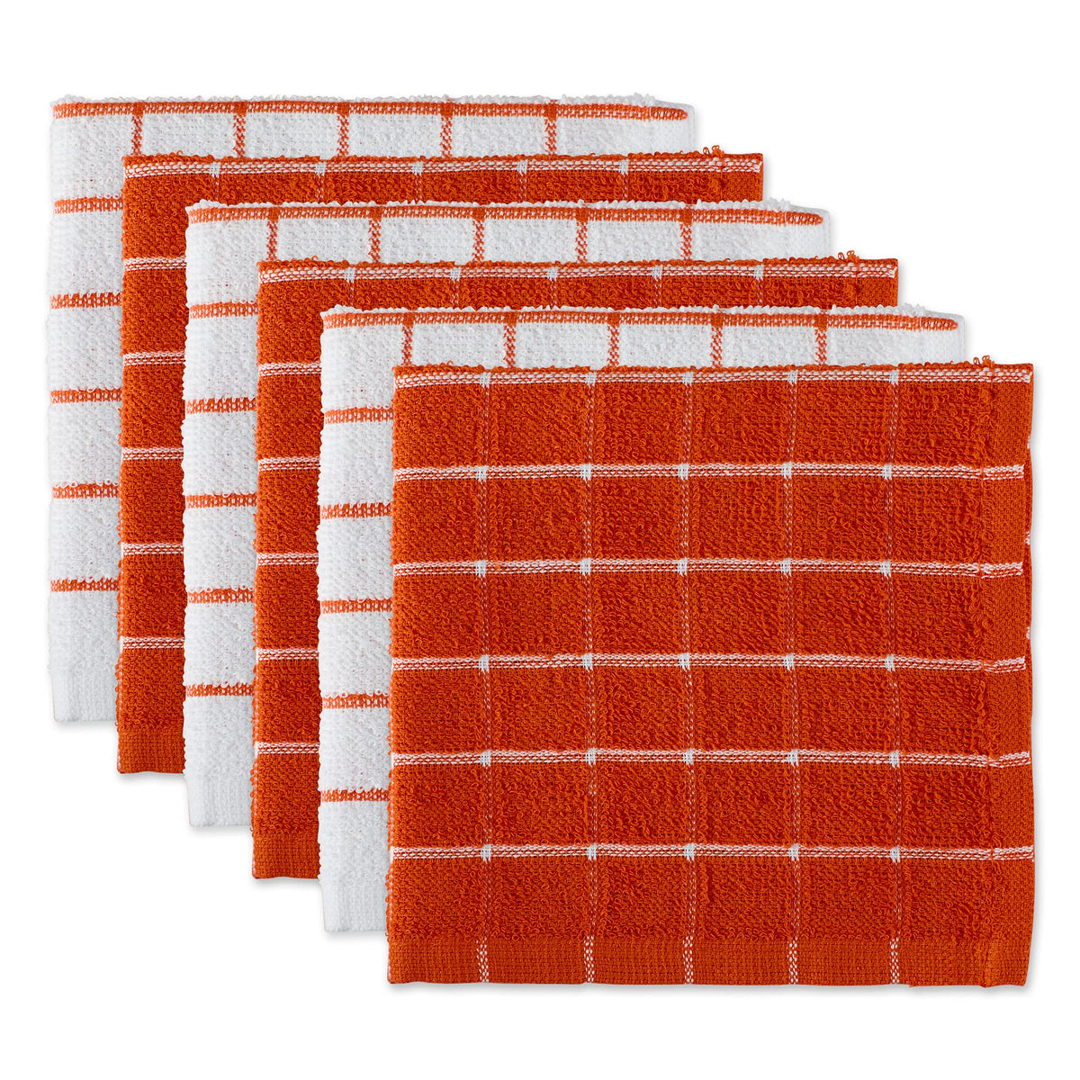 DII Basic Terry Collection Windowpane Dishcloth Set, 12x12, Gray, 6 Piece