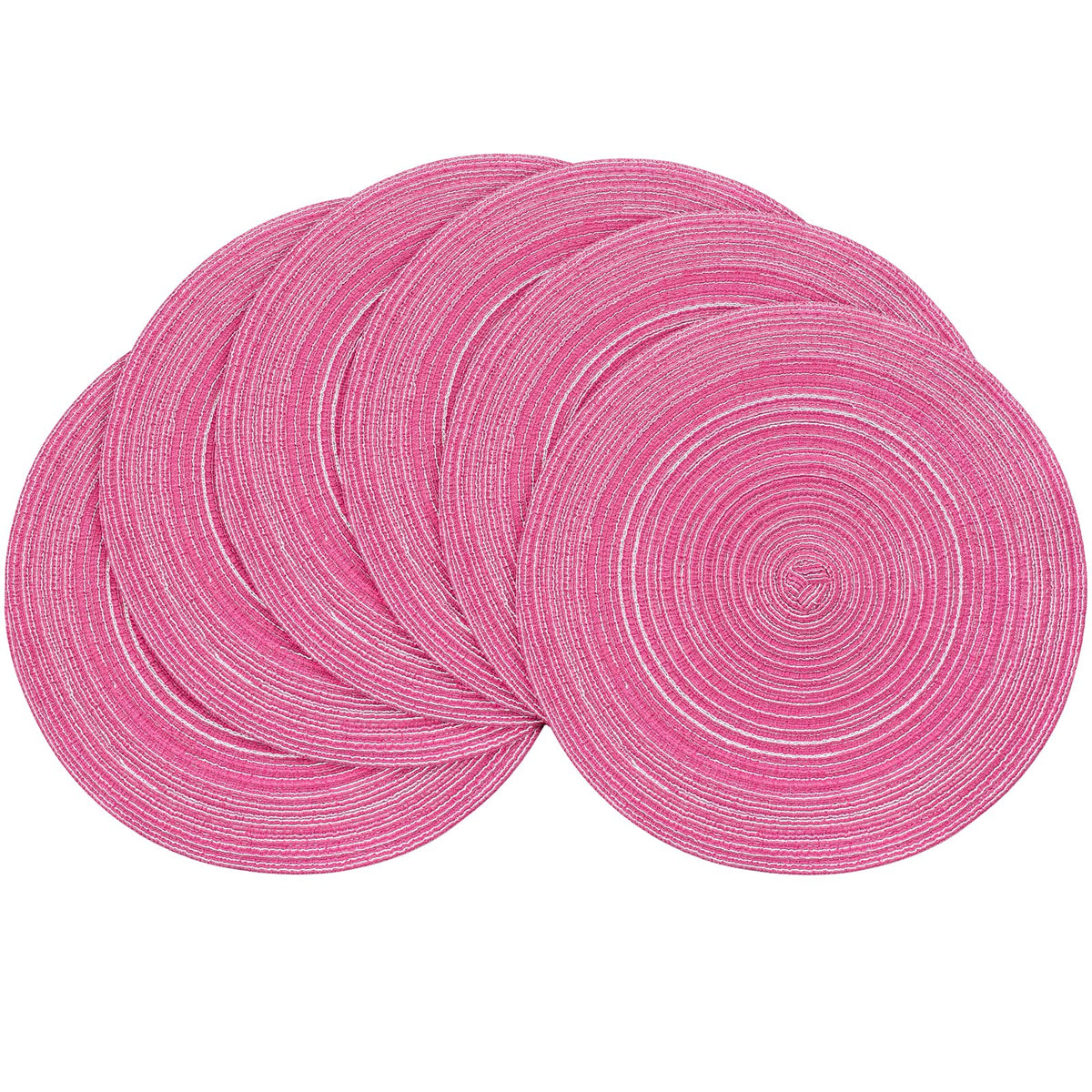 Floroom 15 Inch Round Braided Placemats Set of 4, Washable Heat Resistant Cotton Polyester Circle Place Mats for Kitchen Dining Table - Navy Blue