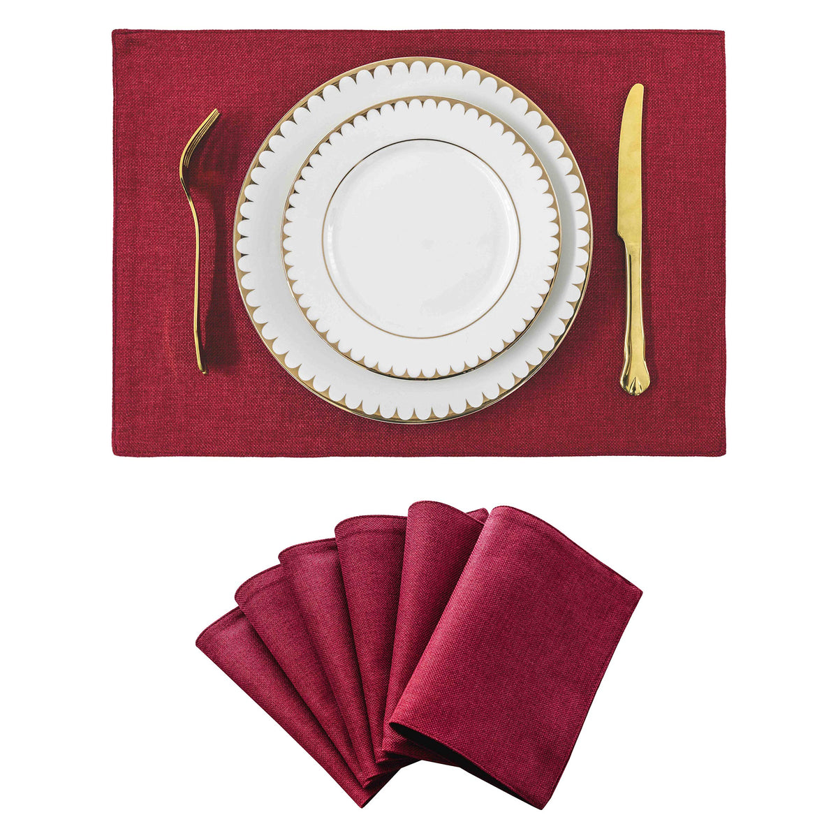 Home Brilliant Linen Placemats Set of 4 Heat Resistant Dining Table Cloth Place Mats Kitchen Table Mats Placemats Table Decor, Natural Linen