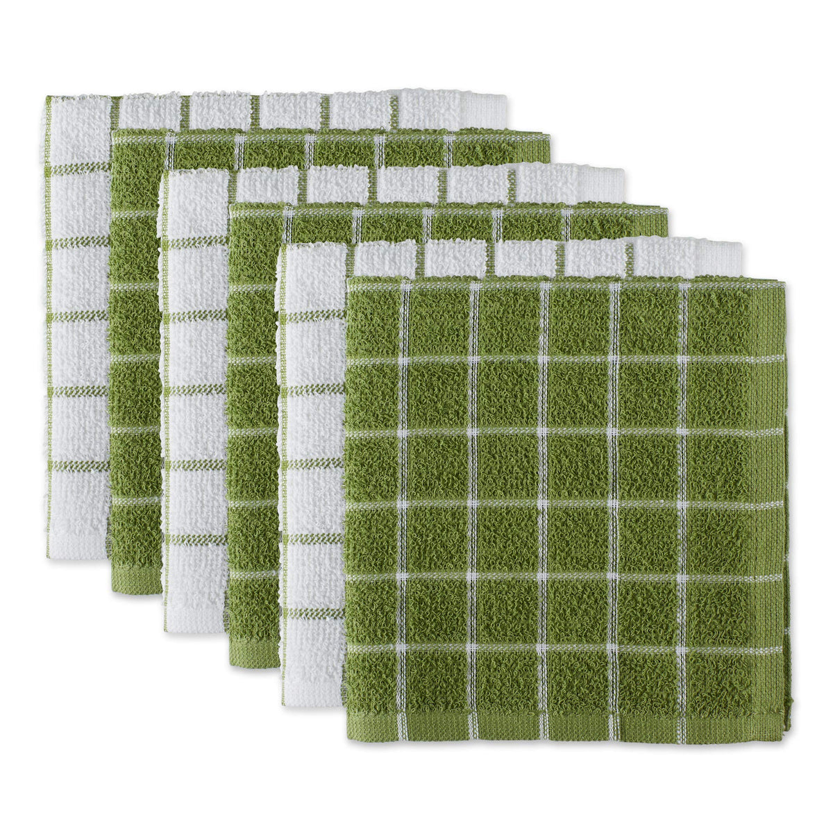 DII Basic Terry Collection Windowpane Dishcloth Set, 12x12, Gray, 6 Piece