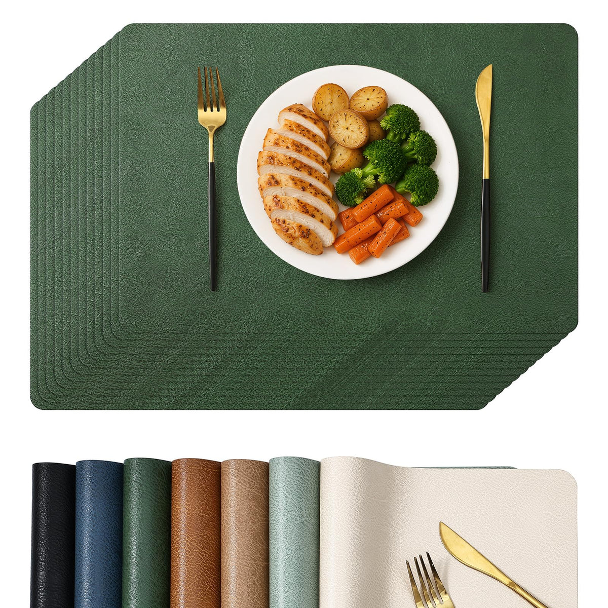 Homaxy Vinyl Heat Resistant Placemats Set of 6, Reddish Brown