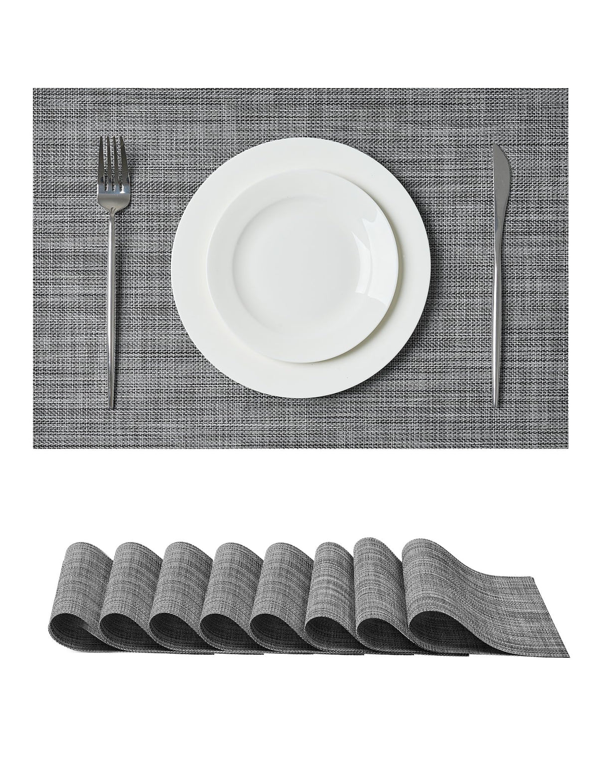 Beige White Placemats Set of 4 - Heat Resistant Non-Slip Place mats for Dining Table, Washable Durable PVC Vinyl Woven Table Mats(Beige White, 4)