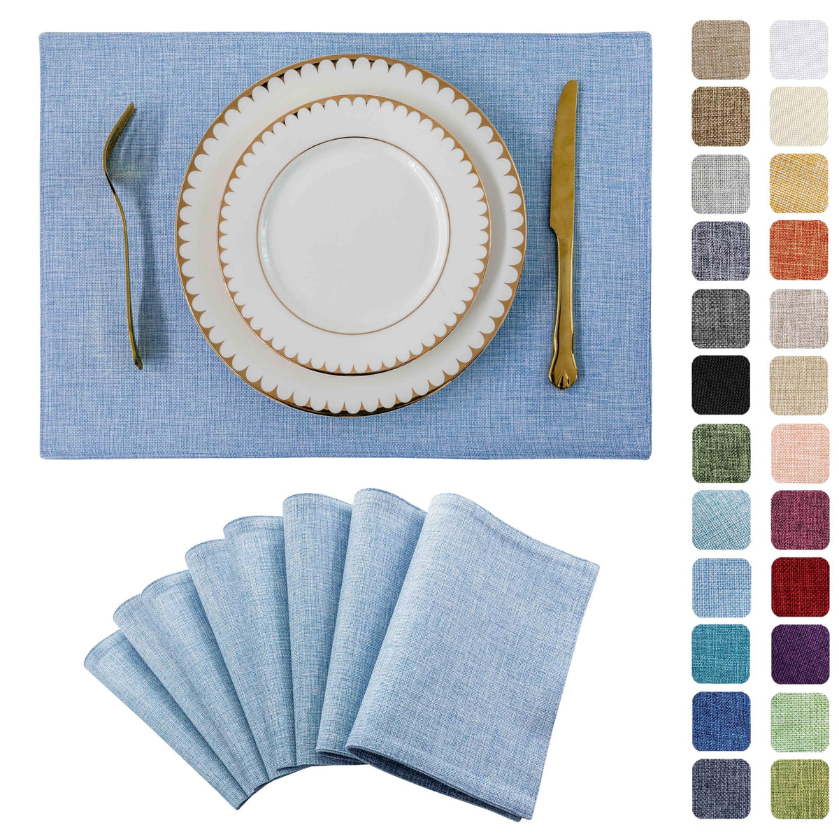 Home Brilliant Linen Placemats Set of 4 Heat Resistant Dining Table Cloth Place Mats Kitchen Table Mats Placemats Table Decor, Natural Linen