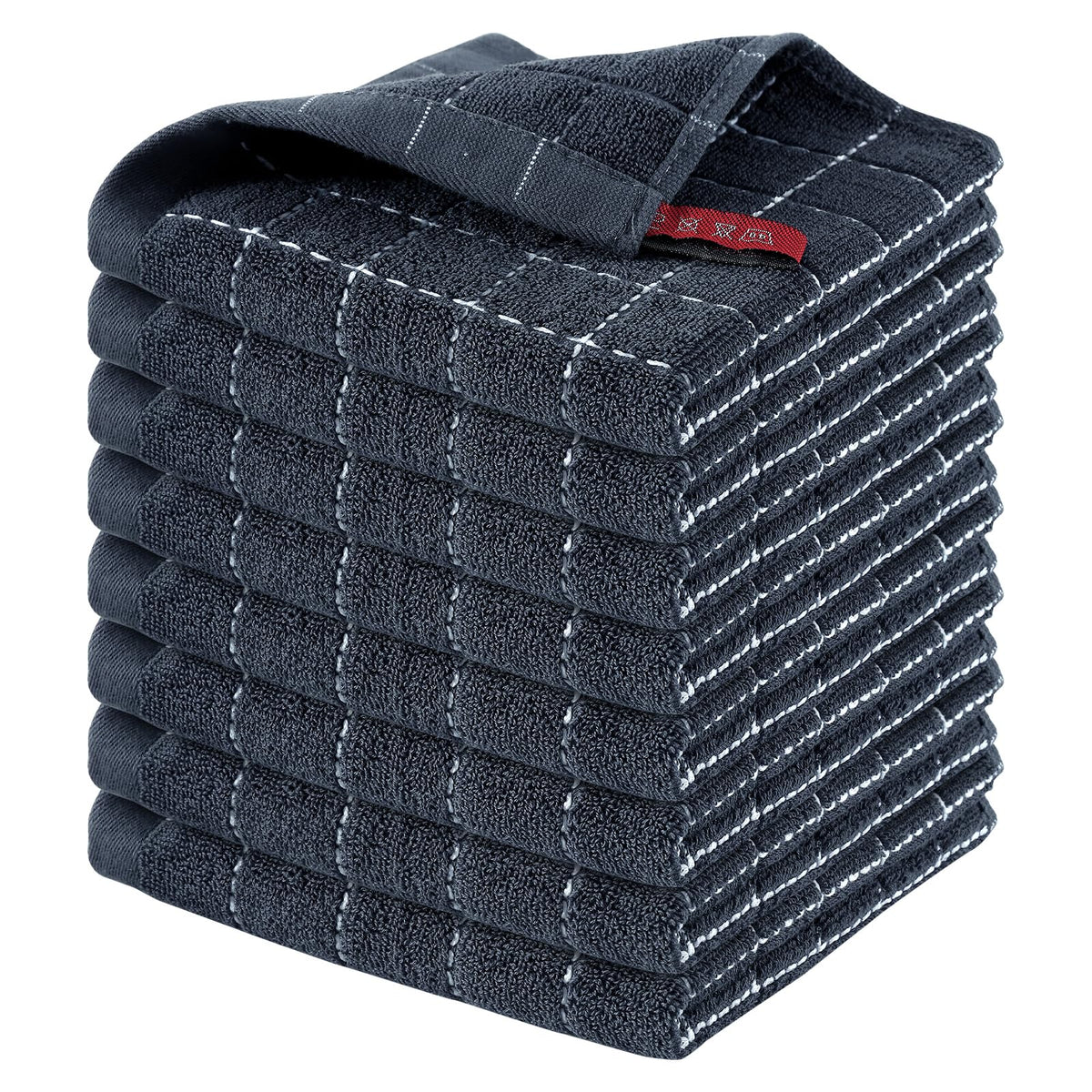 Homaxy 100% Cotton Terry Kitchen Dish Cloths, 6 Pack, Navy Blue