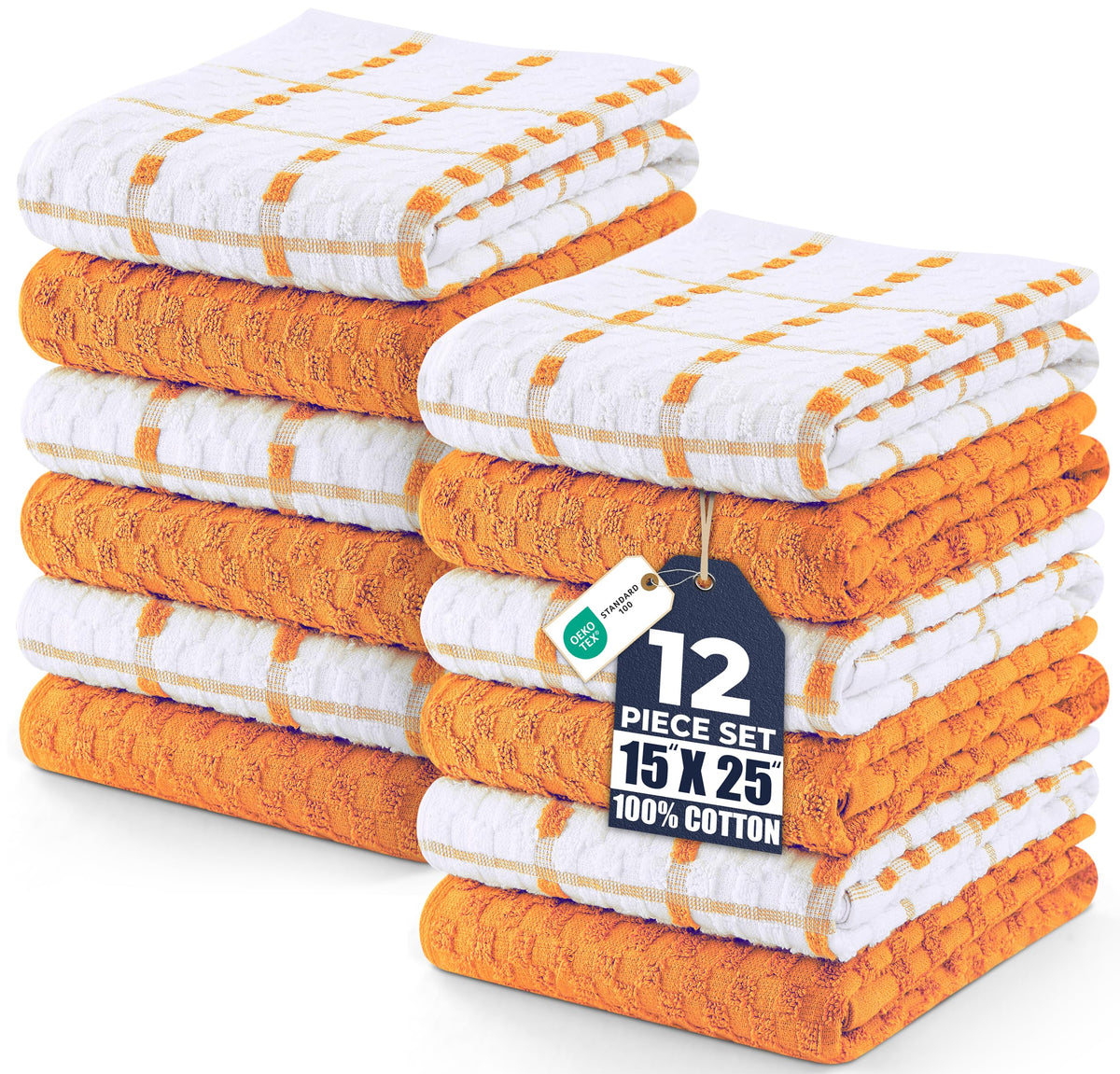 Utopia Kitchen Towels 12 Pack 15x25 Inch 100% Cotton Popcorn Terry