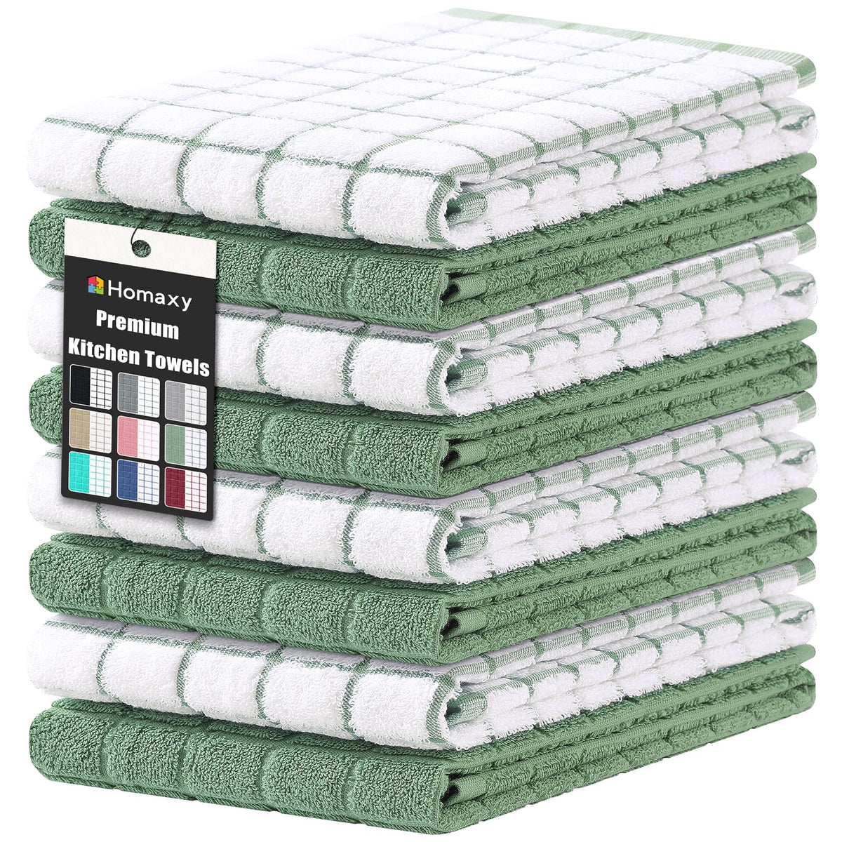 Homaxy Premium Cotton Kitchen Dish Cloths 12"x 12", 6 Pack, Tan