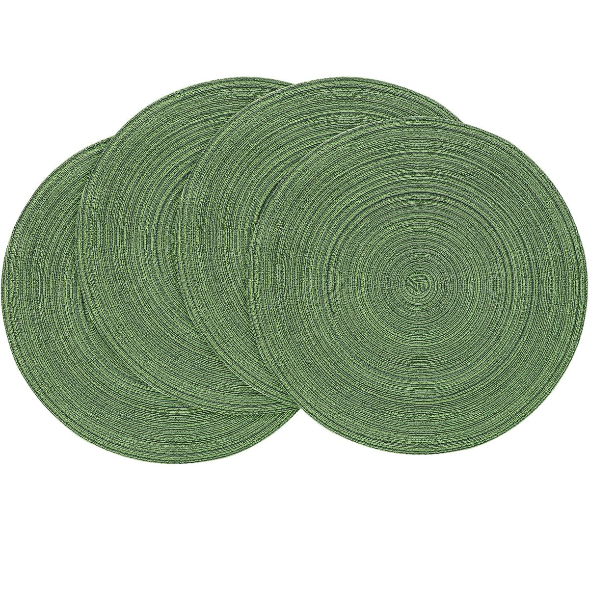 Floroom 15 Inch Round Braided Placemats Set of 4, Washable Heat Resistant Cotton Polyester Circle Place Mats for Kitchen Dining Table - Navy Blue