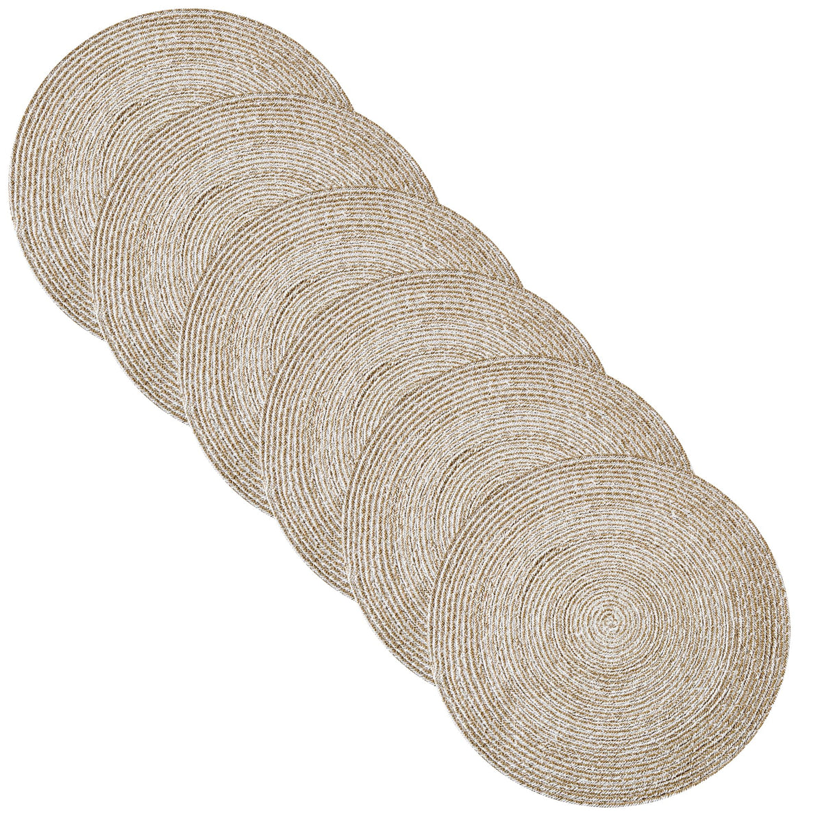 Sweet Home Collection 100% Cotton Placemats for Dining Room Rectangle Two Tone Woven Fabric 13" x 19" Soft Durable Table Mat Set, Set of 6, Eggshell