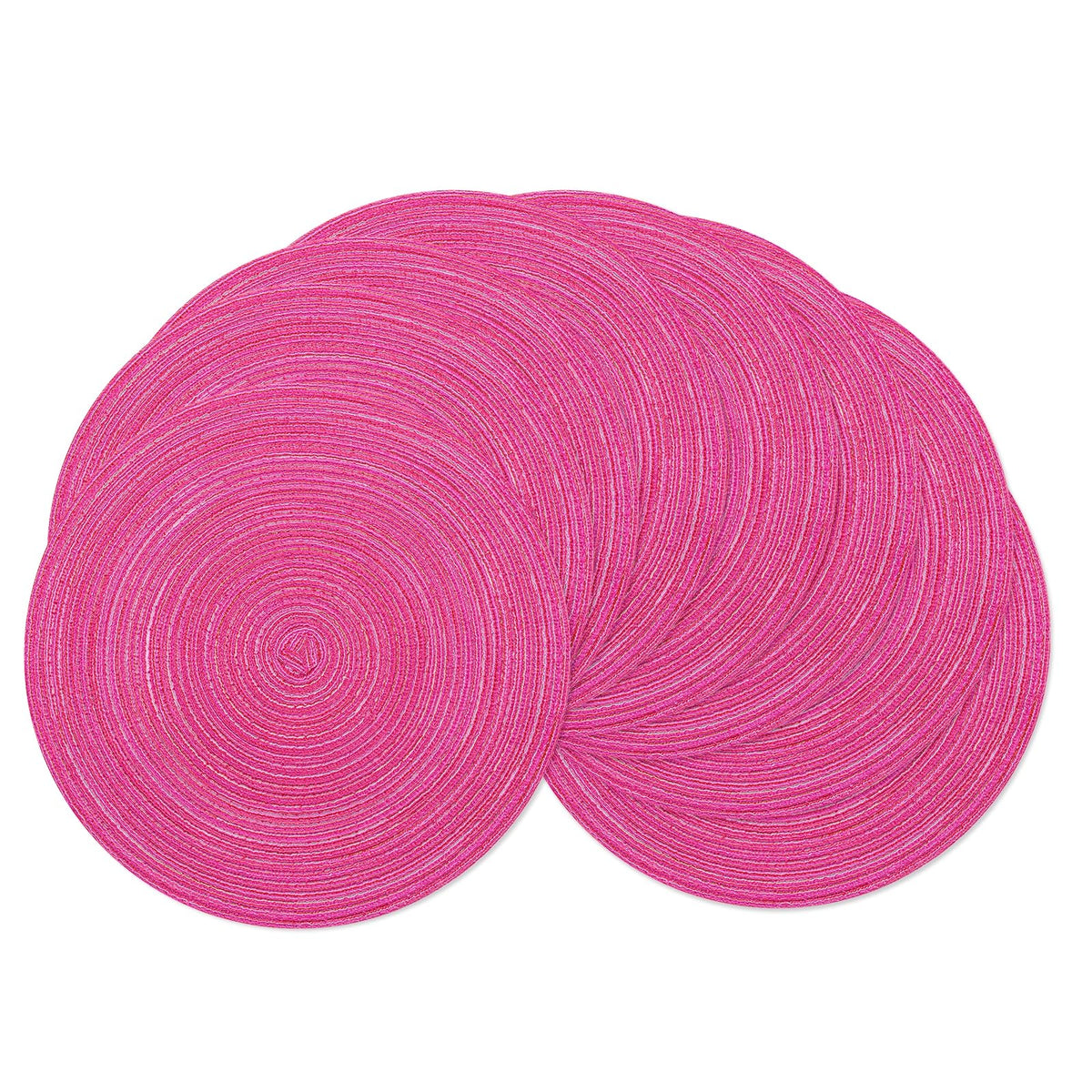 SHACOS Round Braided Placemats Set of 4 Dining Table Placemats 15 inch Circle Place Mats Easy to Clean Table Mats Indoor Outdoor, Blue Gray