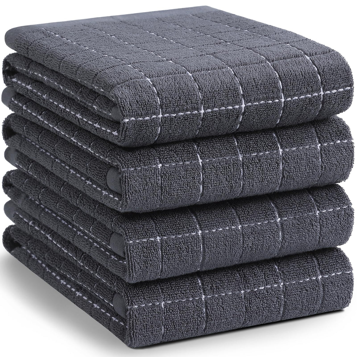 Homaxy 100% Cotton Terry Kitchen Dish Cloths, 6 Pack, Navy Blue