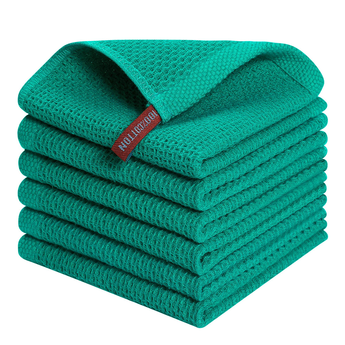 Kitinjoy 100% Cotton Waffle 6-Pack Kitchen Towels, 12" x 12", Dark Grey
