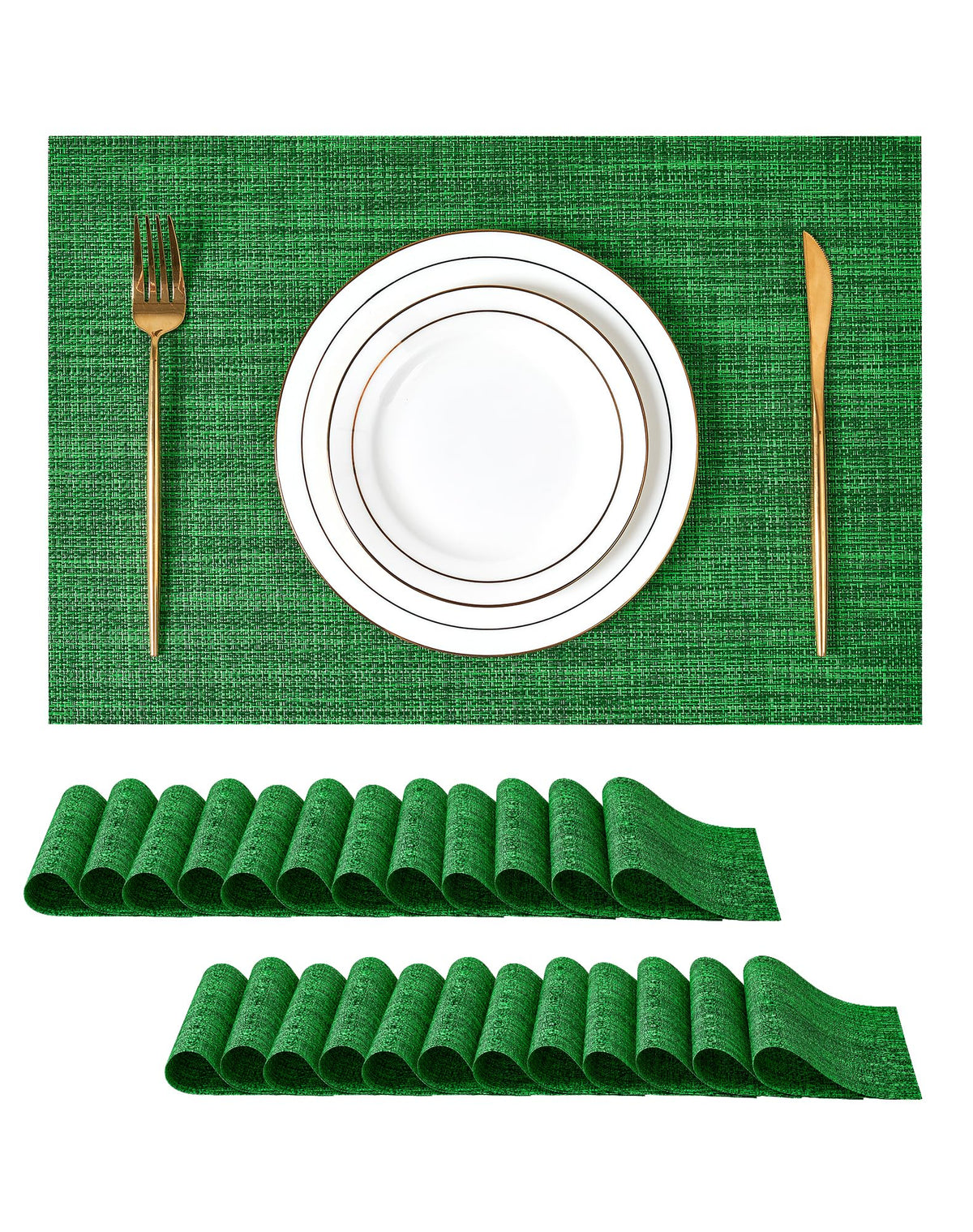 Beige White Placemats Set of 4 - Heat Resistant Non-Slip Place mats for Dining Table, Washable Durable PVC Vinyl Woven Table Mats(Beige White, 4)