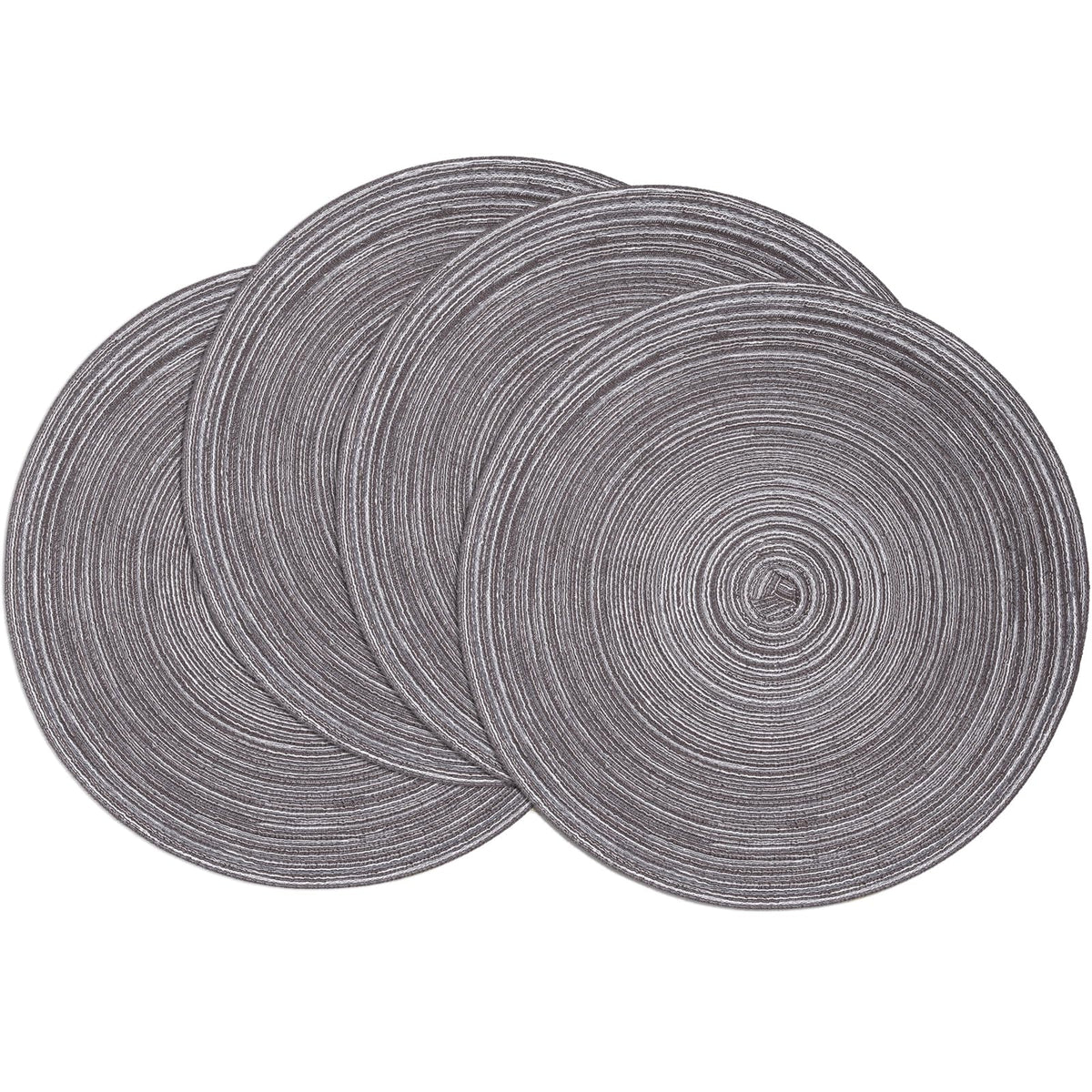 SHACOS Round Braided Placemats Set of 8 Cotton Fabric Round Table Mats Non Slip Washable 15 inch Round Place Mats Home Party Table Decor (Beige, 8)