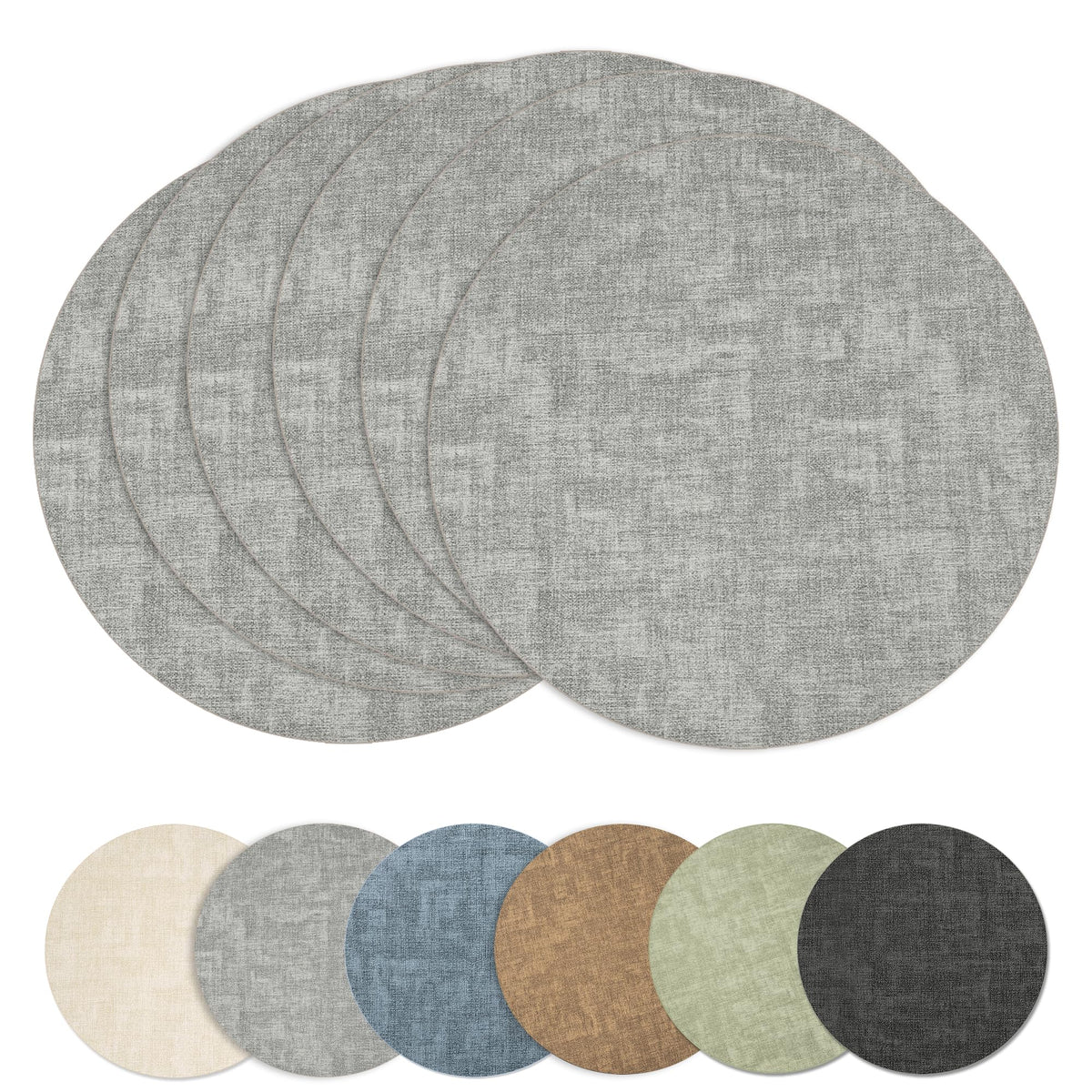 Maxpearl Faux Leather Placemats Set of 6, Easy to Clean, Brown