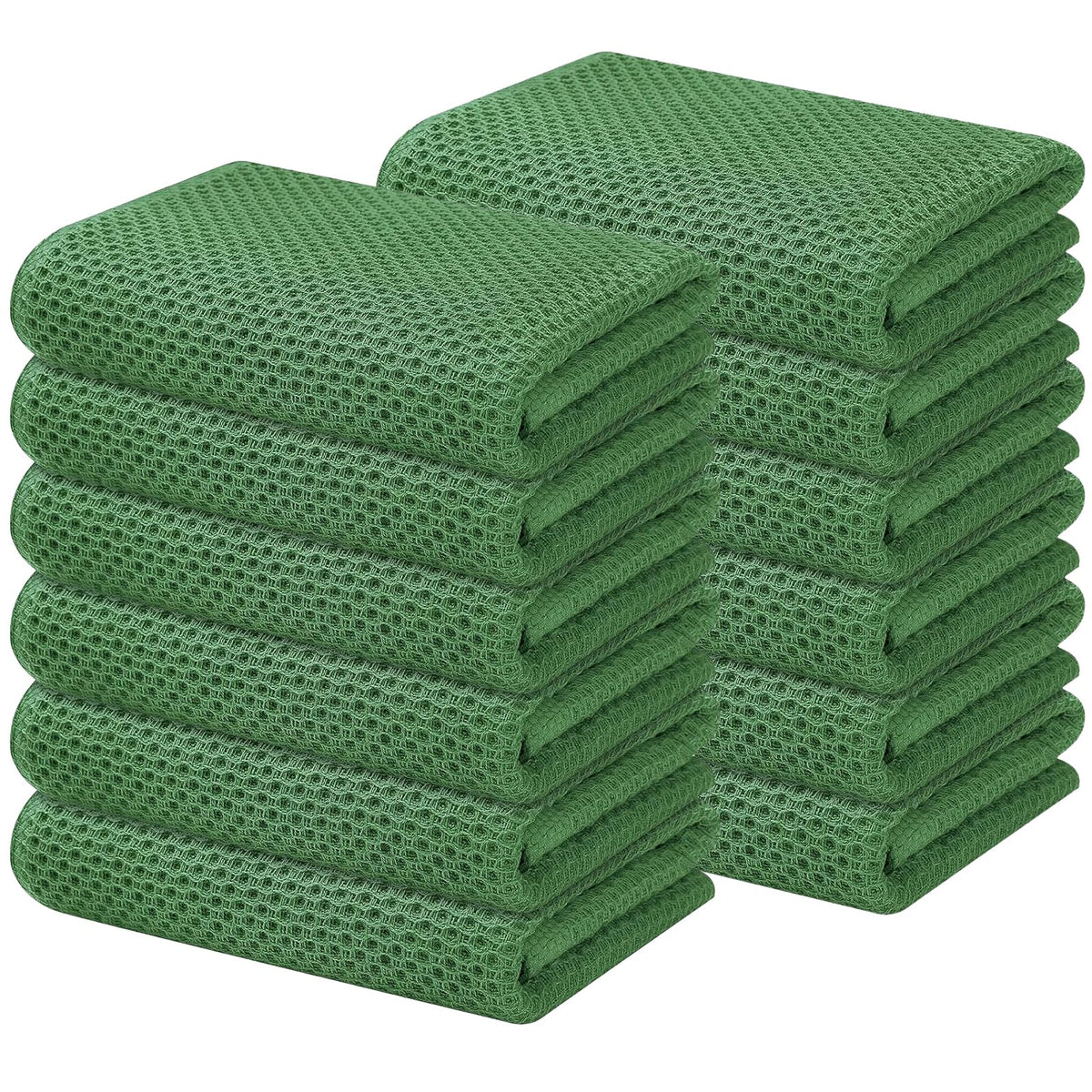 Kitinjoy 100% Cotton Waffle 6-Pack Kitchen Towels, 12" x 12", Dark Grey