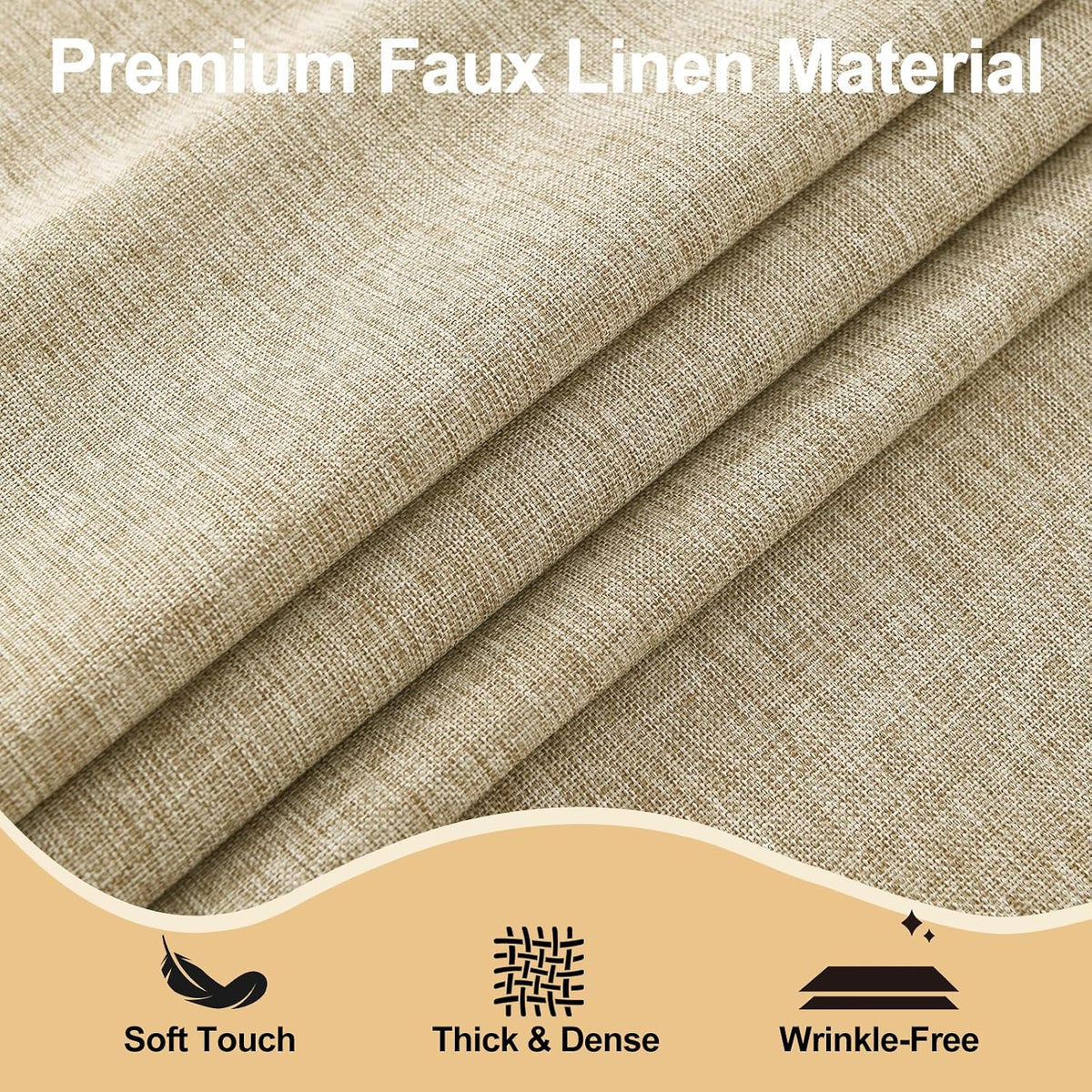 JIUZHEN Faux Linen Rectangle Tablecloth, Wrinkle Stain Resistant Farmhouse Textured Table Cloth Decorative Fabric for Kitchen, Dining, Party, Wedding,Outdoor Use,90 x 132 Inch,Beige