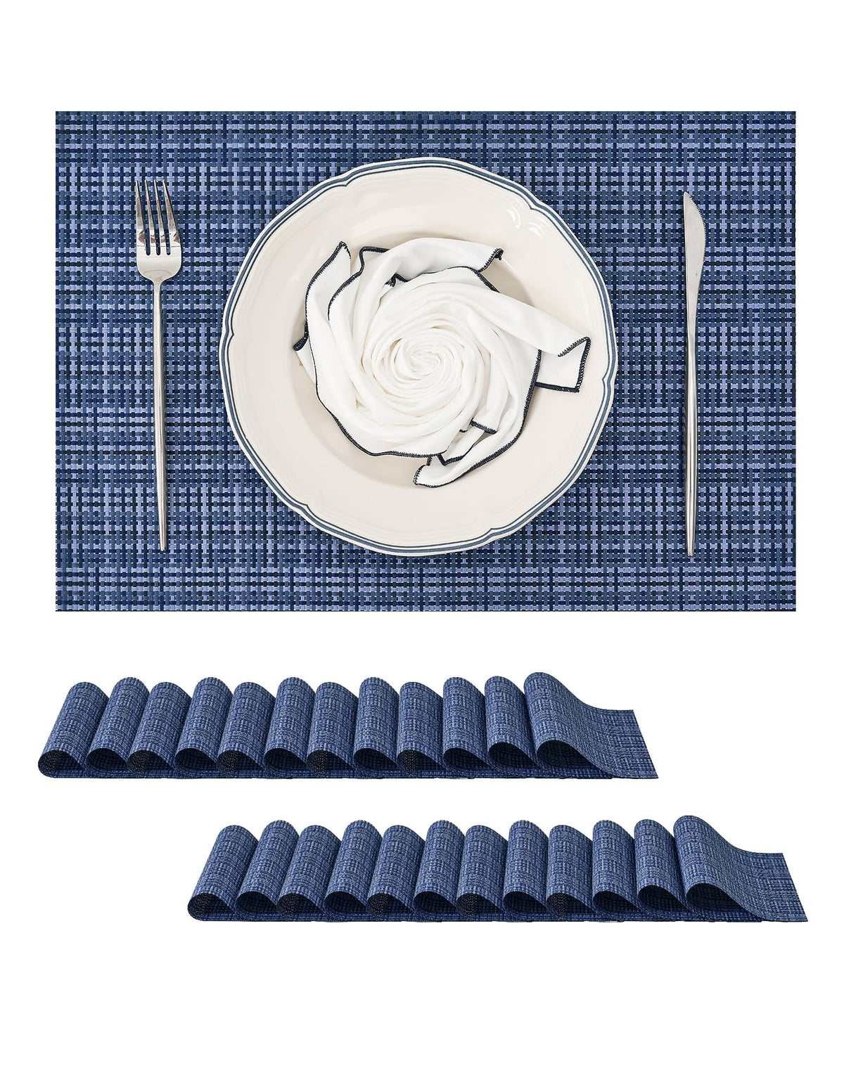 Beige Placemats Set of 4 - Heat-Resistant, Non-Slip Table Mats, Washable Woven Vinyl for Indoor & Outdoor Dining