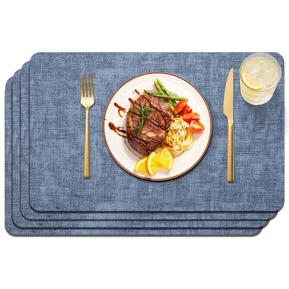 Maxpearl Faux Leather Placemats Set of 6, Easy to Clean, Brown