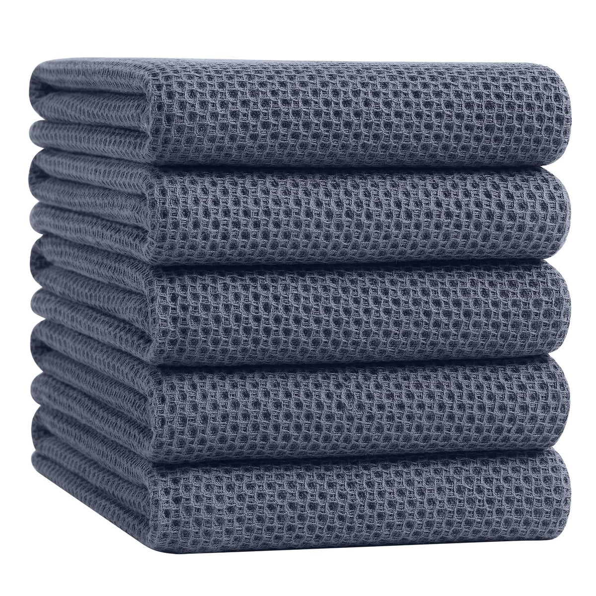 Homaxy 100% Cotton Waffle Weave Kitchen Dish Cloths, 4-Pack, Dark Grey