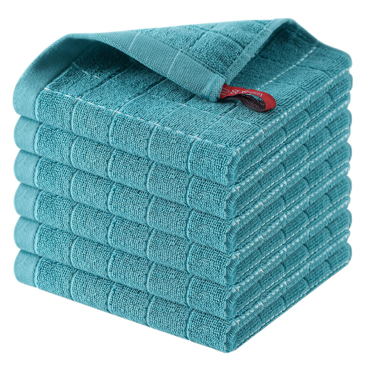 Homaxy 100% Cotton Terry Kitchen Dish Cloths, 6 Pack, Navy Blue