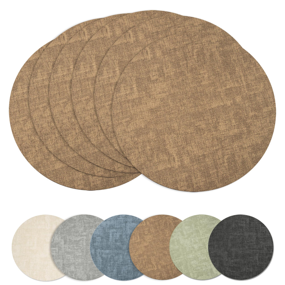 Maxpearl Faux Leather Placemats Set of 6, Easy to Clean, Brown