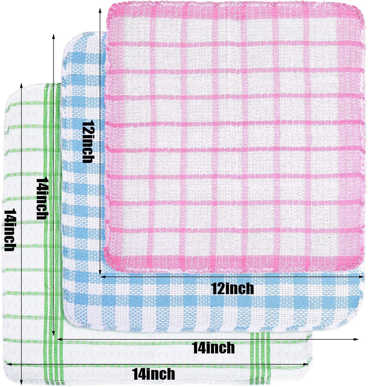 Patelai 12 Pcs Kitchen Dish Cloths Washing, Color, 14x14 Inch,12x12 Inch