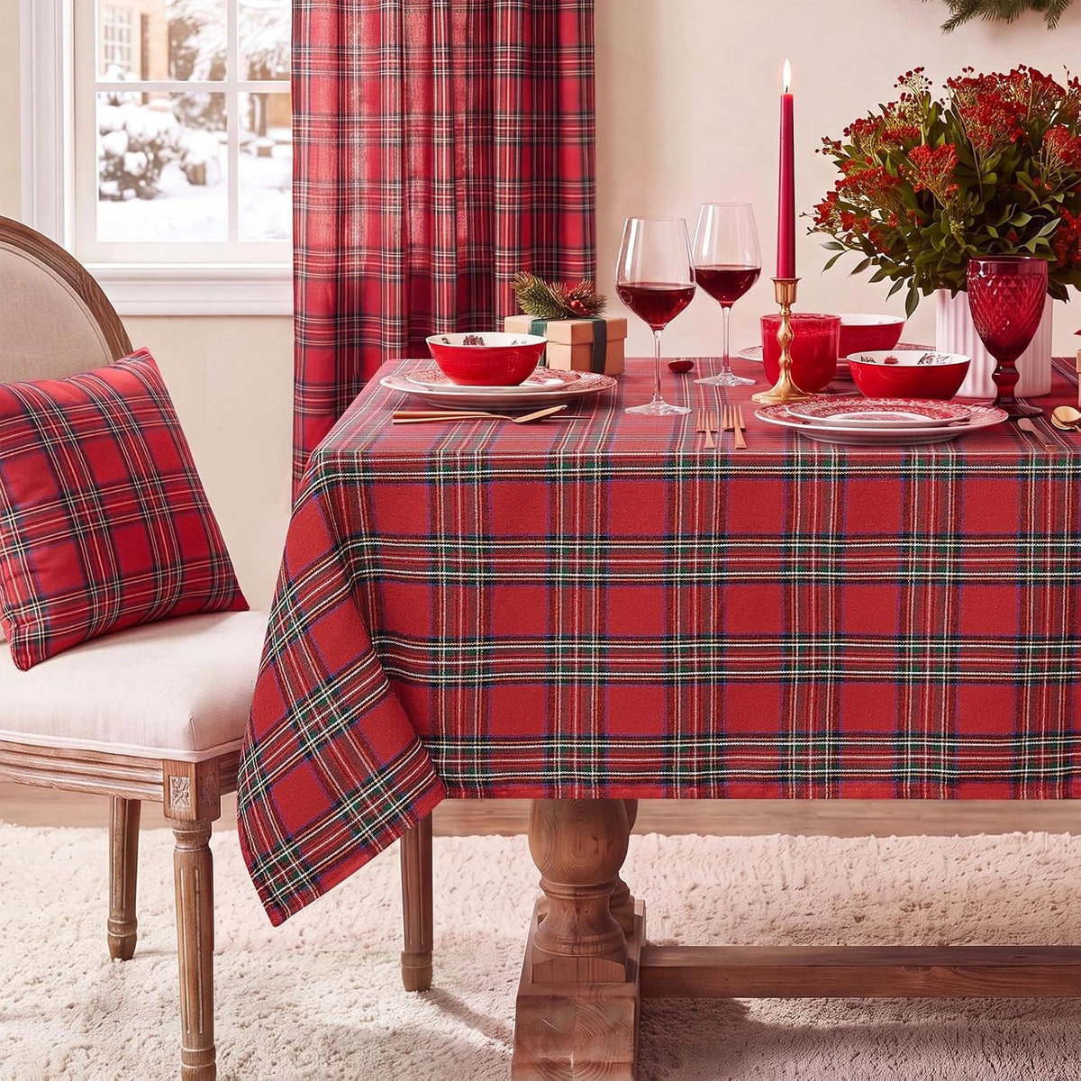 Softalker Christmas Checkered Tablecloth Rectangle, Red, 54 x 80 Inch