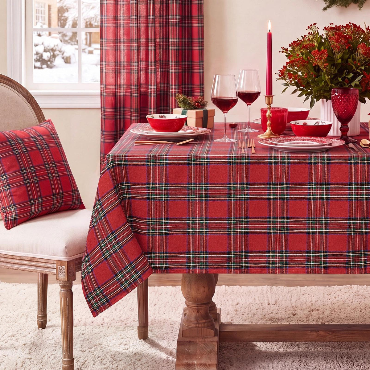 Softalker Christmas Checkered Tablecloth Rectangle, Red, 54 x 80 Inch