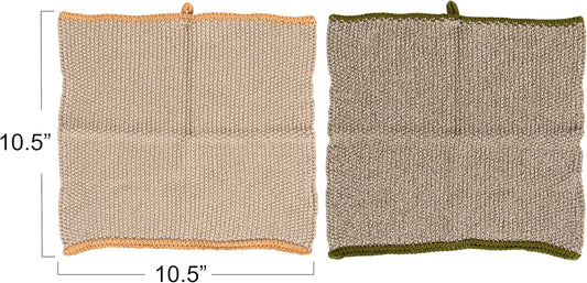 Creative Co-Op Square Cotton Knit Dish Cloth (Set of 2)