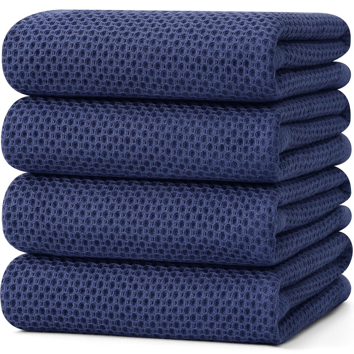 Kitinjoy 100% Cotton Waffle 6-Pack Kitchen Towels, 12" x 12", Dark Grey