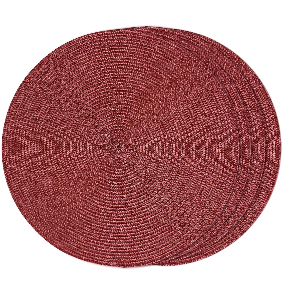 FunWheat Round Braided Placemats Set of 6 Table Mats for Dining Tables Woven Washable Non-Slip Place mats 15 inch(Orange, 6pcs)