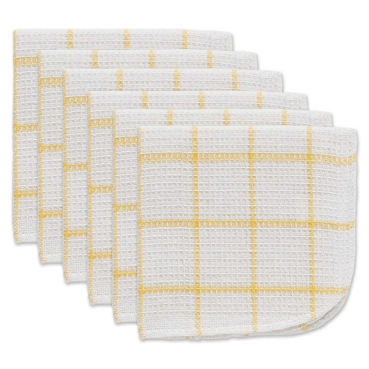 DII Scrubber Dishcloths Collection Windowpane Dishrag Set, 12x12, White/Red Stripe, 6 Piece