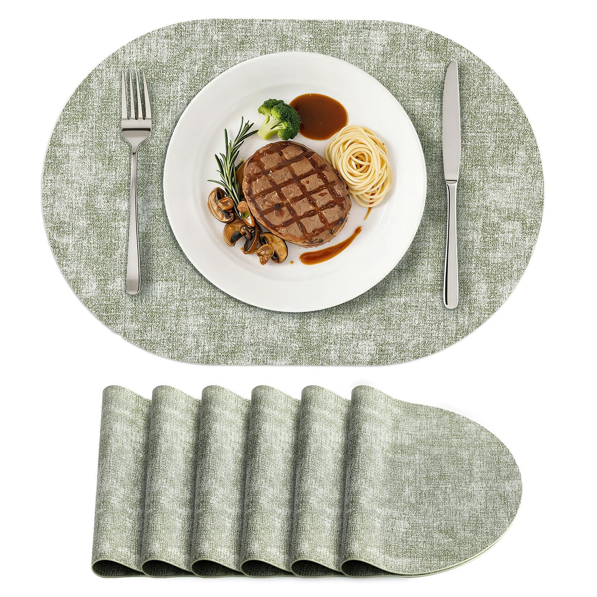 homing Heat Resistant Oval Placemats Set of 6, Beige