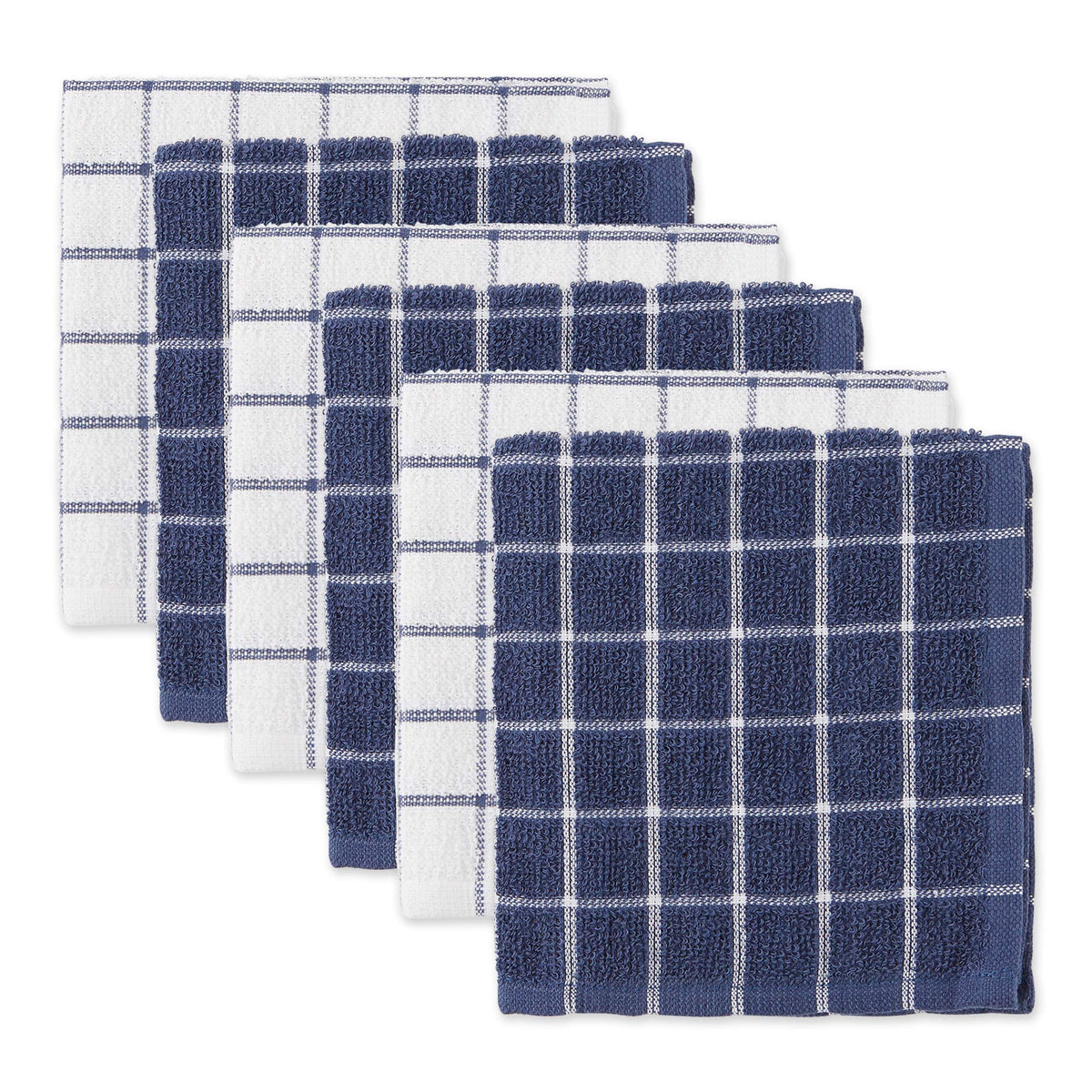 DII Basic Terry Collection Windowpane Dishcloth Set, 12x12, Gray, 6 Piece